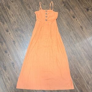 J GEE RUST LONG SUNDRESS SPAGHETTI STRAPS POCKETS